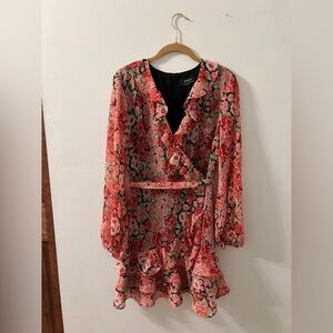 Revolve Bardot Triple Frill Dress in Pink Gardenia